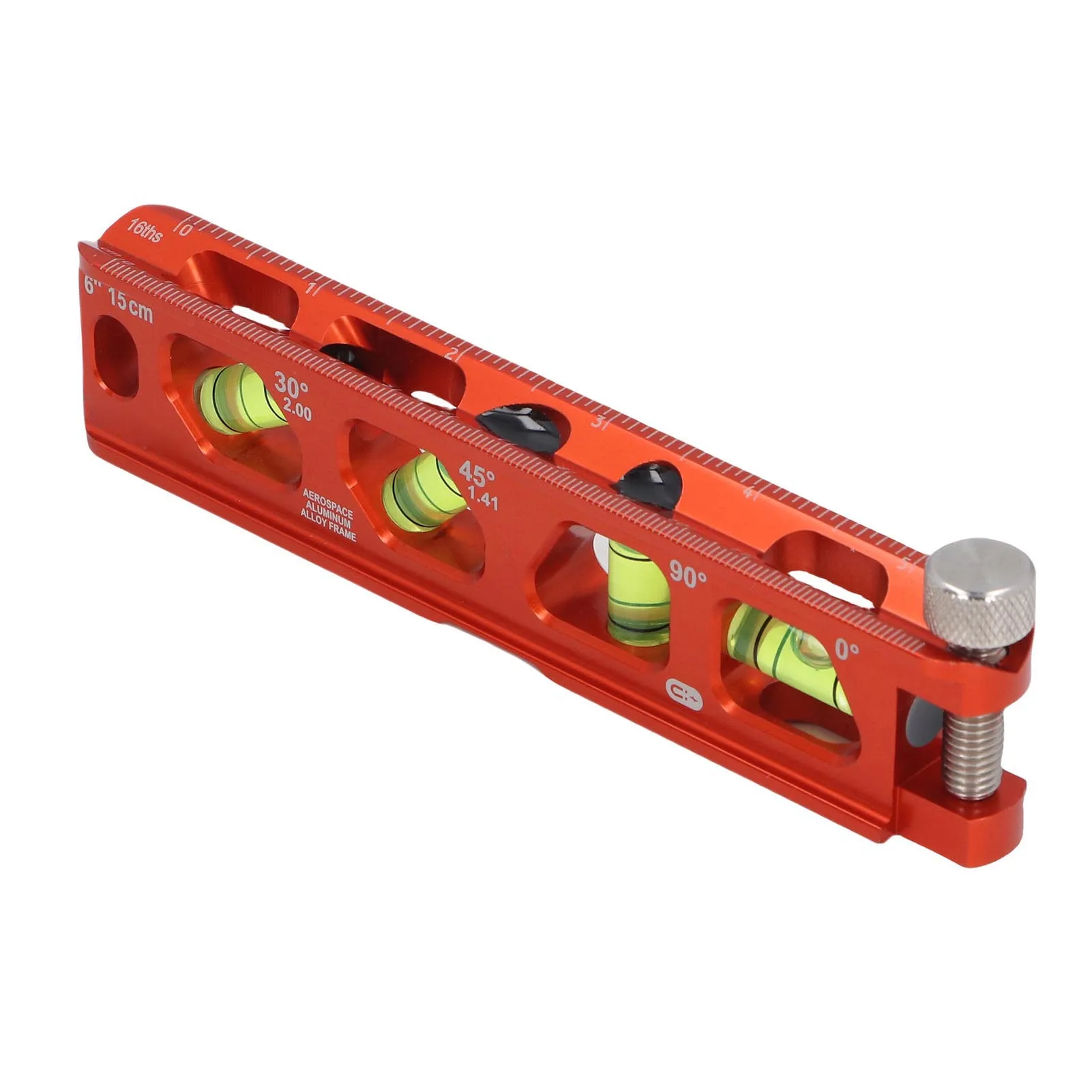 Wasserwaage, Wasserwaage-Lineal, 6 Zoll, 15 cm, 0, 30, 45, 90 Grad, 4 Blasenfläschchen, metrische kaiserliche Skala, starkes magnetisches Wasserwaage-Lineal Image