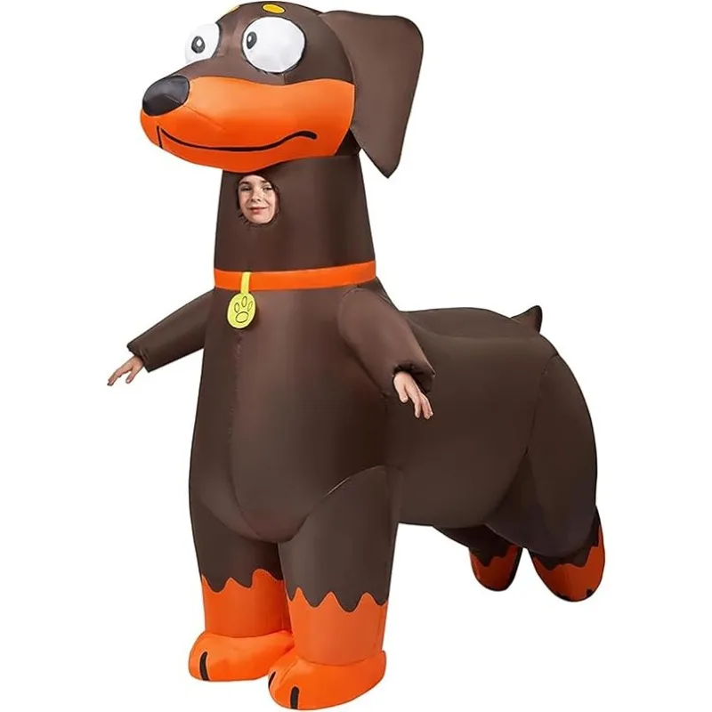 Wursthund Dackel aufblasbares Kostüm für Erwachsene, aufblasbarer Ganzkörperanzug, geeignet für Halloween, Ostern, Karneval, Weihnachtsfeier Image