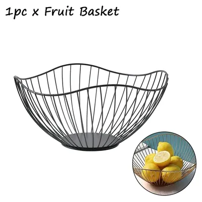 Iron Fruit Basket Fruit Container Bowl Home Creative Drain Display Basket Table Bread Snacks Tray Storage Snacks