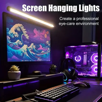 LED Desk Lamp Monitor Light Bar Computer Monitor Screen Light 30CM Eye-Care Stepless Dimming Lighting Table Lamp for Work Gaming