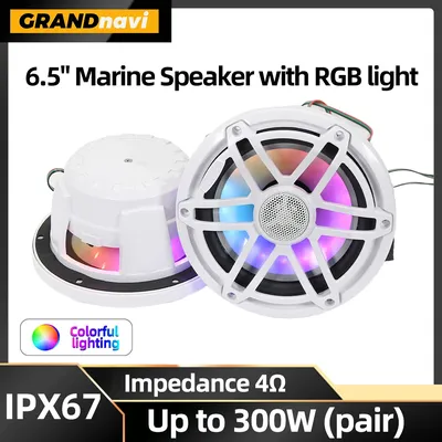 2PCS 300W 6,5 zoll Marine Lautsprecher Mit RGB Lichter Wasserdichte IPX67 Lautsprecher Für Yachten Golf warenkorb RV ATV UTV Sauna Motorboot