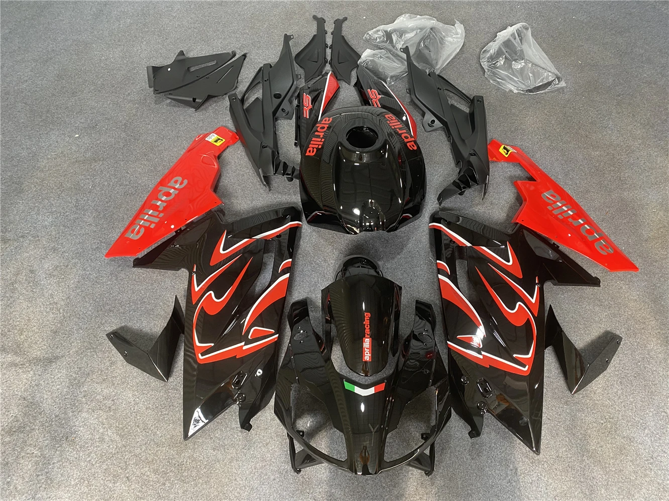 Kit carena stampo iniezione arancione Repsol per Aprilia RS125 06 07 08 09 10 11 RS125 2006 2010 2011 Set carene Nero Rosso