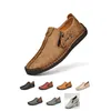 Handgefertigte Vintage-Loafer für Herren, stilvolle Freizeitschuhe mit seitlichem Reißverschluss, ganzjährige flache Schuhe für den Alltag, bequeme große Herrenschuhe