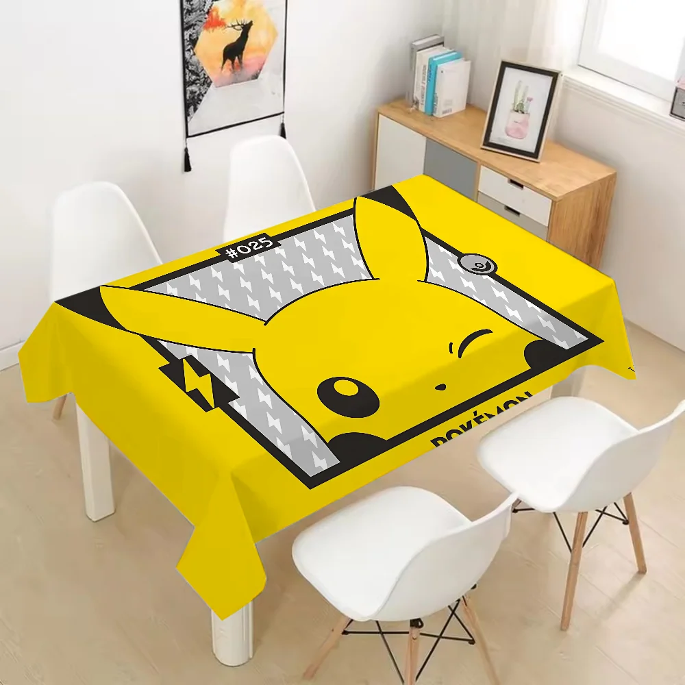 Niedliche P-Pokemon P-Pikachu wasserdichte ölbeständige Tischdecke, Tischdecke für Party, Picknick im Freien