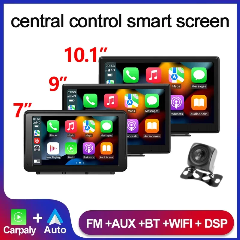 Drahtlose Carplay Android Auto Tragbare Touchscreen Auto Radio Multimedia Video Player AUX USB Rückansicht Kamera Wifi Spiegel Lin-k Image
