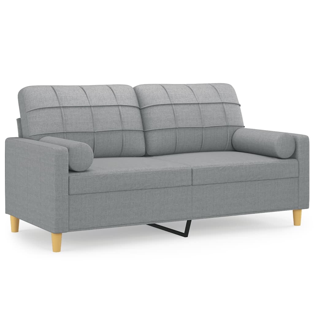 vidaXL 2-Sitzer-Sofa mit Zierkissen Hellgrau 140 cm Stoff Image