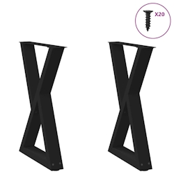 vidaXL Esstisch Beine 2 Stk. Schwarz 60x(72-73,3) cm Stahl Image