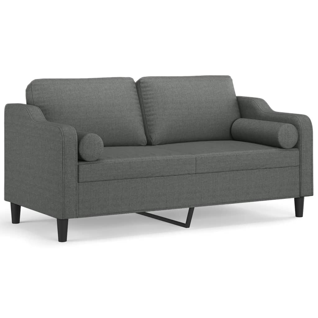 vidaXL 2-Sitzer-Sofa mit Zierkissen Dunkelgrau 140 cm Stoff Image