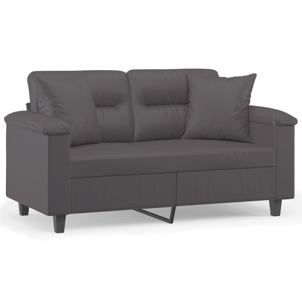 vidaXL 2-Sitzer-Sofa mit Zierkissen Grau 120 cm Kunstleder Image