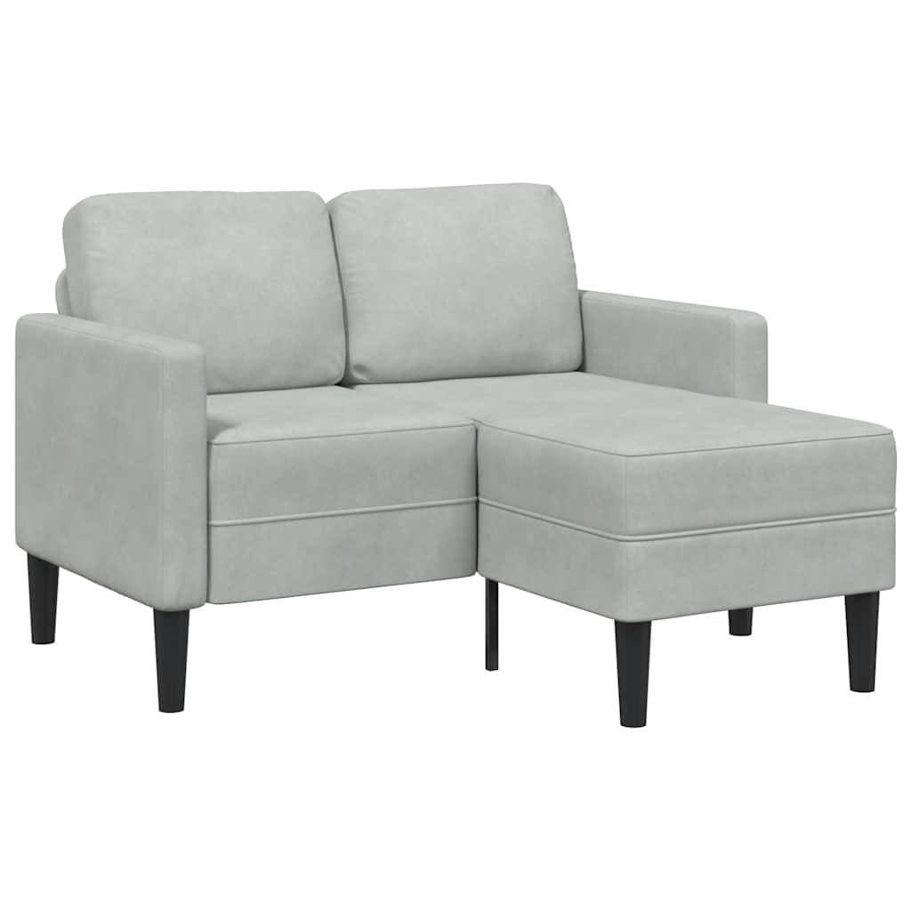 vidaXL 2-Sitzer-Sofa mit Chaiselongue L-Form Hellgrau 125 cm Samt Image