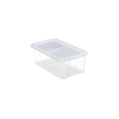 Relaxdays Schuhboxen Kunststoff, 12er Set, stapelbar, durchsichtige Aufbewahrungsboxen mit Deckel, 12,5x20x34,5cm, weiß Image
