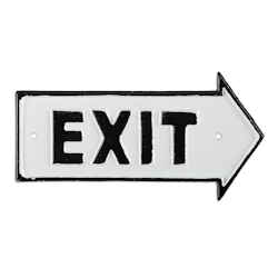 Relaxdays Exit Schild, Dekoschild für Wand & Tür, Antik-Design, Pfeil rechts, Beschilderung, Gusseisen, weiß/schwarz Image