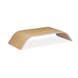 Relaxdays Monitorständer aus Bambus, gebogene Bildschirmerhöhung für Schreibtisch, ergonomisch, HBT 10x52,5x24 cm, natur Image