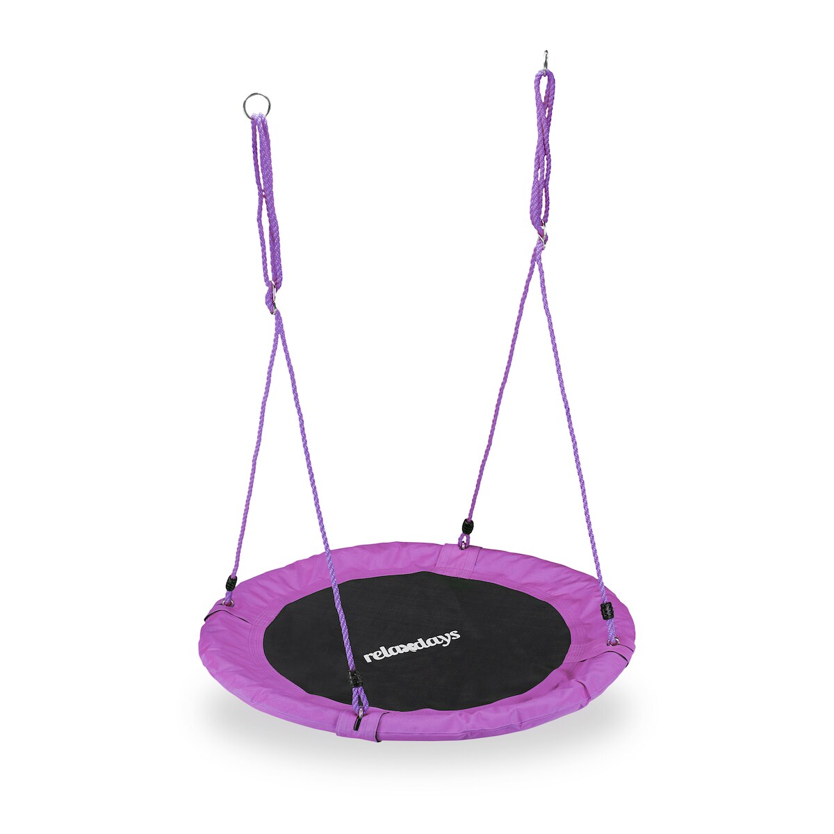 Relaxdays Nestschaukel, rund, für Kinder & Erwachsene, verstellbar, Ø 90 cm, Garten Tellerschaukel, bis 100 kg, lila Image