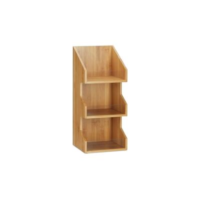 Relaxdays Organizer Bambus mit 3 Ebenen, offene Ablagefächer für Büro, Gewürzregal für Küche, HBT 41x18x17 cm, natur Image