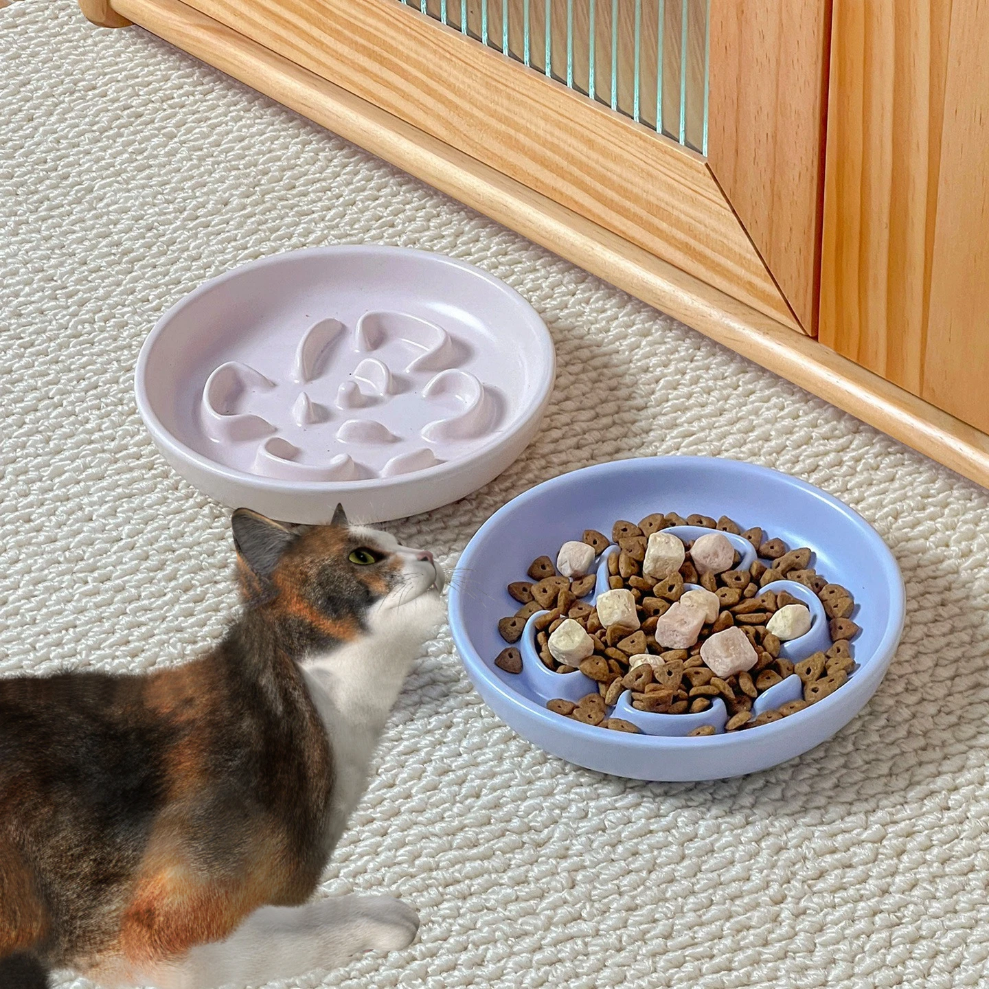 Assiette de nourriture lente créative en forme de trèfle, bol Anti-déversement pour animaux de compagnie, bol de nourriture lente Anti-étouffement, bol rond pour chat, bol pour chien, fournitures pour