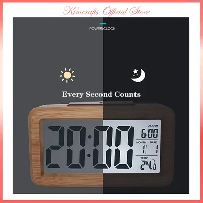 Living Room Decoration Korean Desk Clock Vintage Wood Table Clock Mute Digital Clock LCD Clock Small Table Clock Alarm Clock