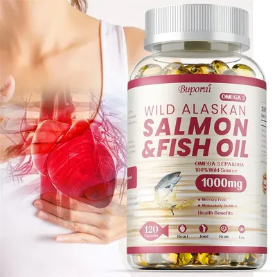 Salmon Fish Oil Supplement - Pure Fish Omega 3 EPA DHA, Supports Joint Function, Brain, Eye, Heart Health