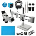 Microscopio stereo trinoculare simul-focale 3,5X-90X con supporto a braccio doppio con microscopio digitale con fotocamera VGA da 38 MP 21 MP 16 MP