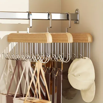 8 hooks multi-functional wooden suspenders, underwear rack, vest, tie hook, solid wood drying rack.