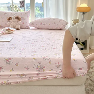 Flower Printed Fitted Bed Sheet Pink Color sabanas150x200 Single/Queen Size Mattress Protector Soft King Size Bed Sheets for Bed