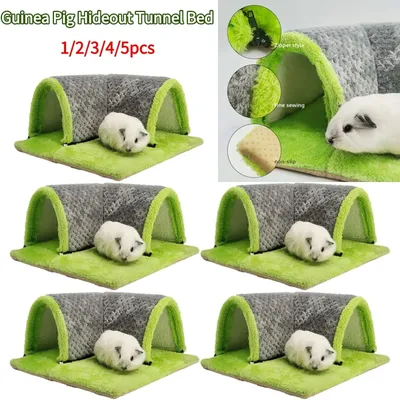 Warm Guinea Pig Hideout Tunnel Bed Soft Removable Guinea Pig Tunnels And Tubes for Cage Cat Kitten Guinea Pig Hides Fleece House
