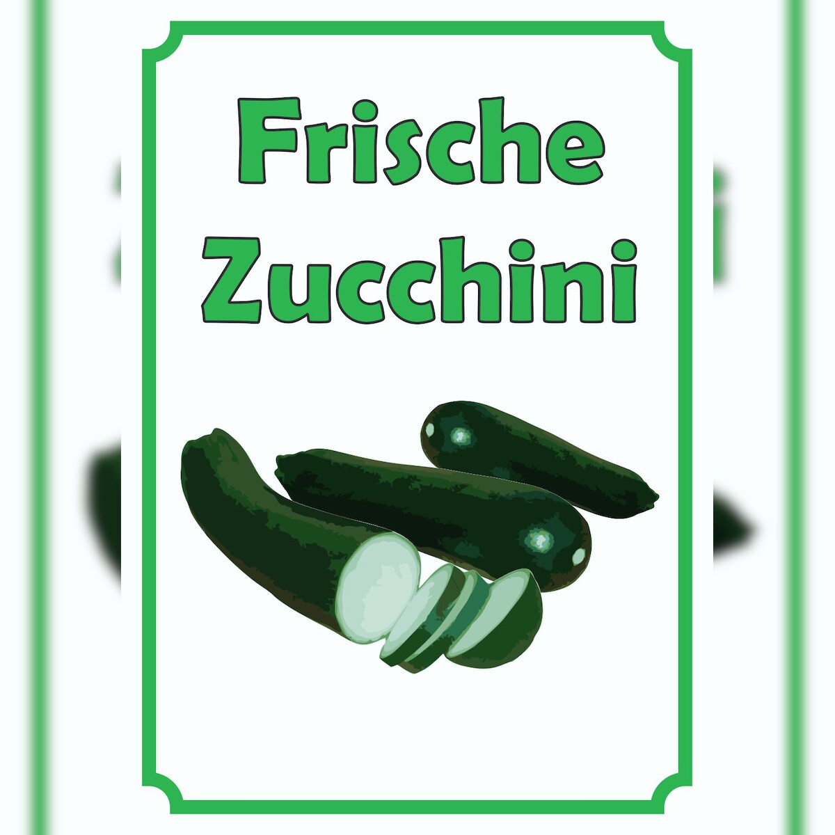 HB-Druck Frische Zucchini Schild Hochkant A4 (210x297mm) Image