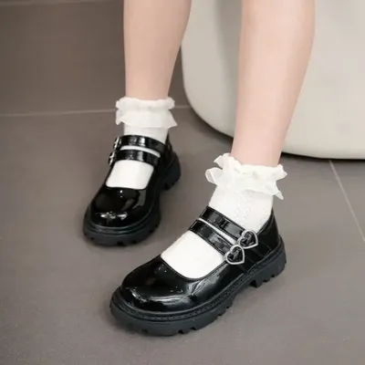 Mädchen-Lederschuhe für Party, Hochzeit, glänzend, matt, für Kinder, Performance-Schuhe mit Liebe, große Kinder, Prinzessin Mary Jane-Schuhe 2024