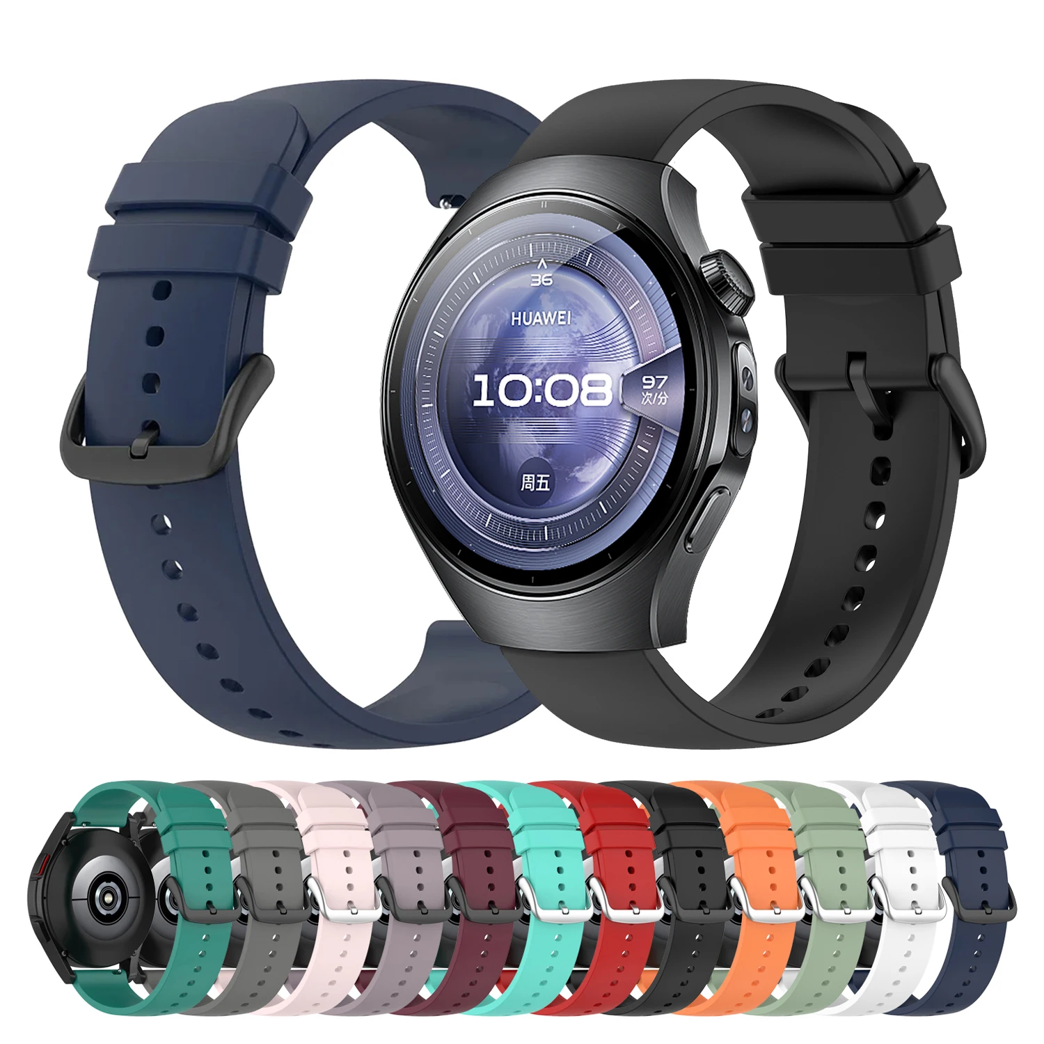 20/22mm Silikon Sport Armband Für Huawei Uhr GT 5 Pro GT5 4 3 2 46mm armband Correa Für Huawei Uhr 5/4 Pro Wasserdichte Band Image