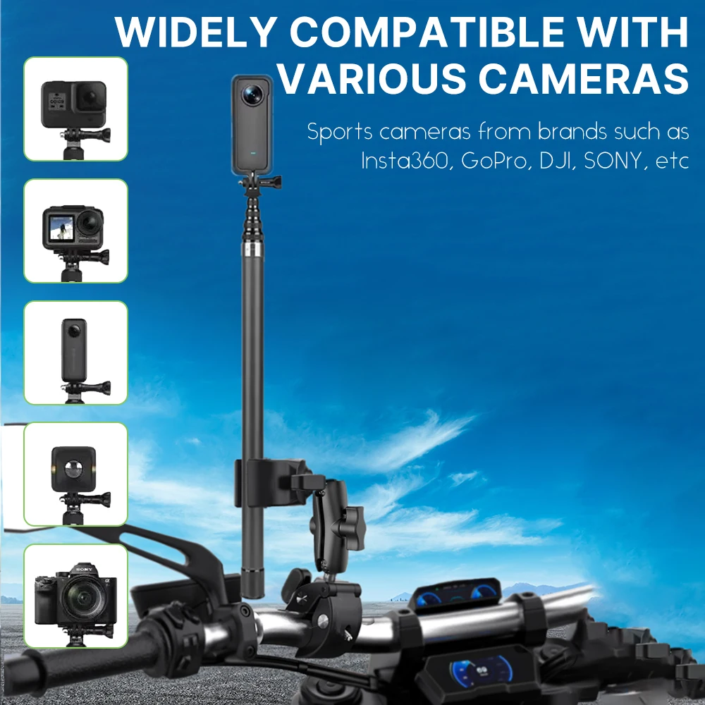 Carbon Fiber Selfie Stick Kit Für insta360 One X2 X3 Skalierbare Einbeinstativ Extended Edition Unsichtbare Für GoPro Zubehör Kit Image