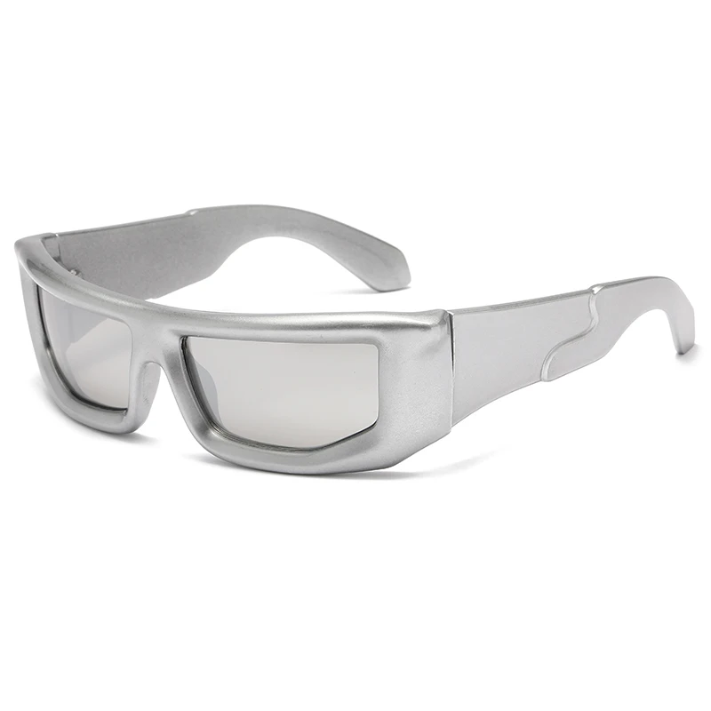 Neue Radfahren Stil Y2K Sonnenbrille Mode Trend personalisierte Silber Cyberpunk Sonnenbrille Hip Hop Form Brillen