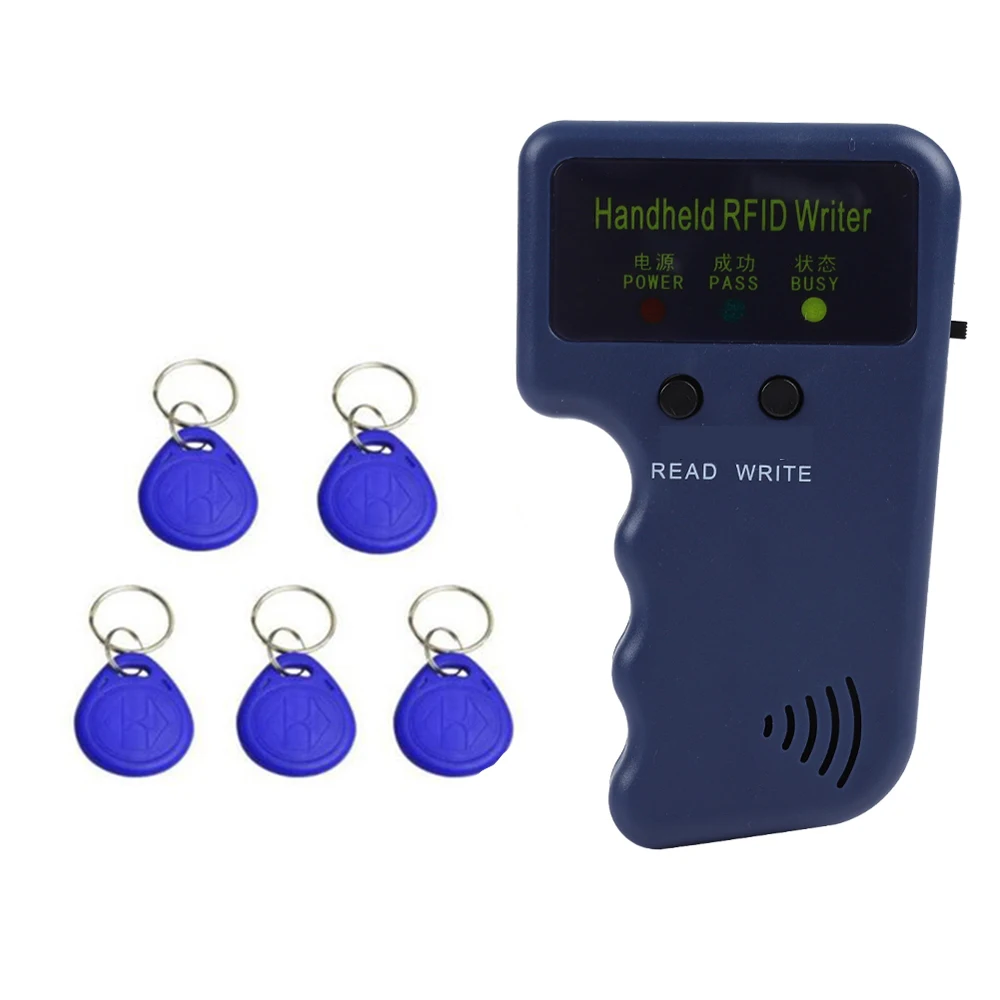 Handheld H-ID 125 KHz EM4305 T5577 RFID Smart Duplizierer Kopierer Schriftsteller Programmierer Leser 5 Stücke Wiederbeschreibbare Karten Image
