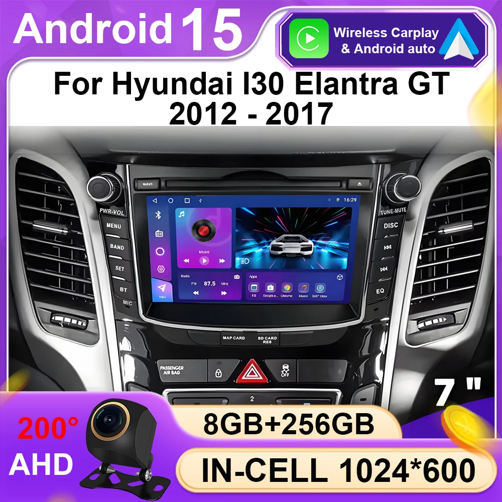 Android 15 Multimedia Radio Auto Player GPS Navigation DVD KEINE 2DIN Für Hyundai I30 Elantra GT 2012-2017 kopf Einheit Bildschirm QLED