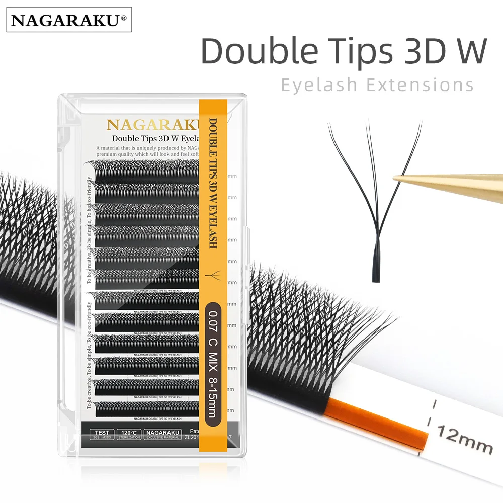 NAGARAKU Doppelspitzen 3D W Wimpern W-Form Wimpernverlängerung Blister vorgefertigte Fächer Image