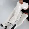 Damenschuhe über dem Knie Plissee Wildleder lange Stiefel Mode knielange Stiefel High Heels Lederschuhe für Frauen weiße Botas Mujer