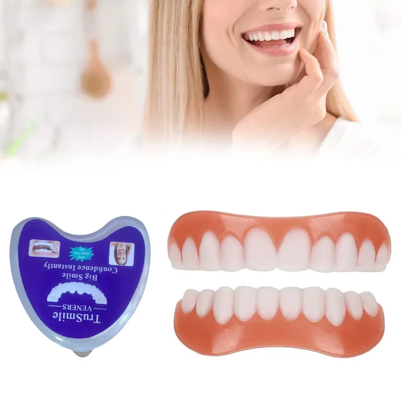 Neue Silikon Gefälschte Zahn Set Temporäre Simulation Silikon Zahn Set Schönheit Lächeln Bleaching Zahnersatz Instant Reparatur Zahn Werkzeug Image