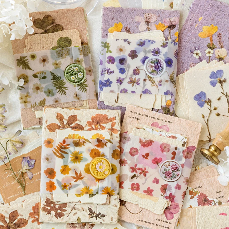 Materialpapier, 30 Blatt/Beutel, Frühling, kleines Blumenmaterial, Papierpackung, Handbuch, Schreibwaren, DIY, handgefertigt, Sammelalbum, Tagebuch, Dekoration Image