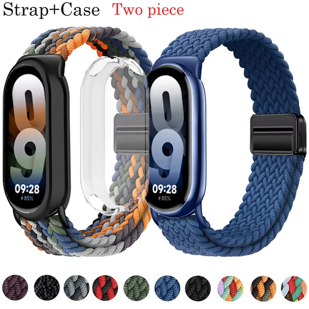 Nylonband + TPU-Hülle Zweiteilig für Xiaomi Mi Band 10 9 8 Sport Atmungsaktives Ersatzarmband Armband für Mi Band 9 8 NFC Image