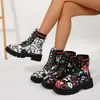Damen stiefel kurze Gothic Punk Schuhe Frau Winter Plattform stilvoll plus Größe runde Zehen klobige Absätze Damen Stiefeletten im Angebot