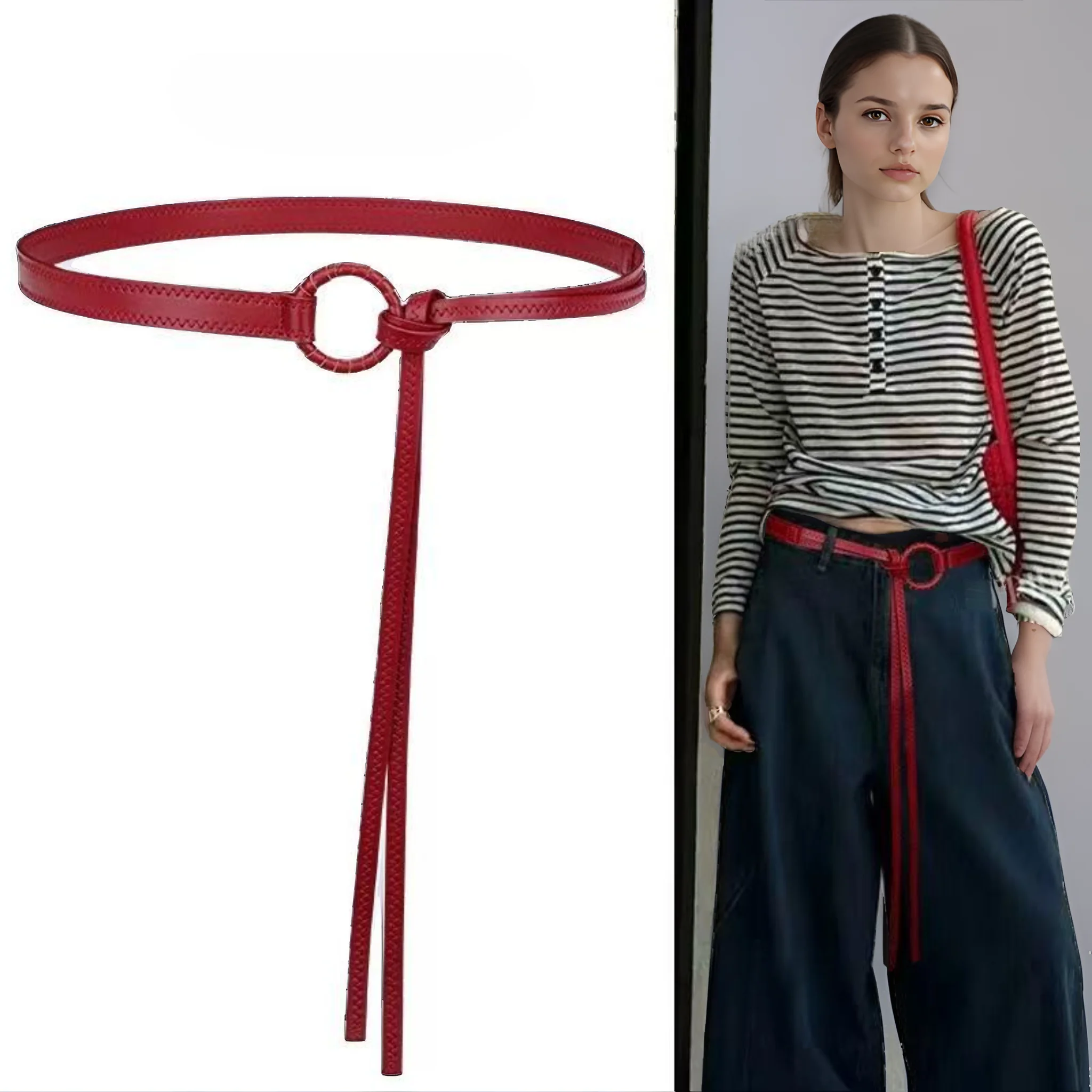 Eleganter und modischer Damen-Taillengürtel – verschiedene Farben, gewebter Seilgürtel, gebundener, luxuriöser Multifunktionsgürtel, Anzeige Image