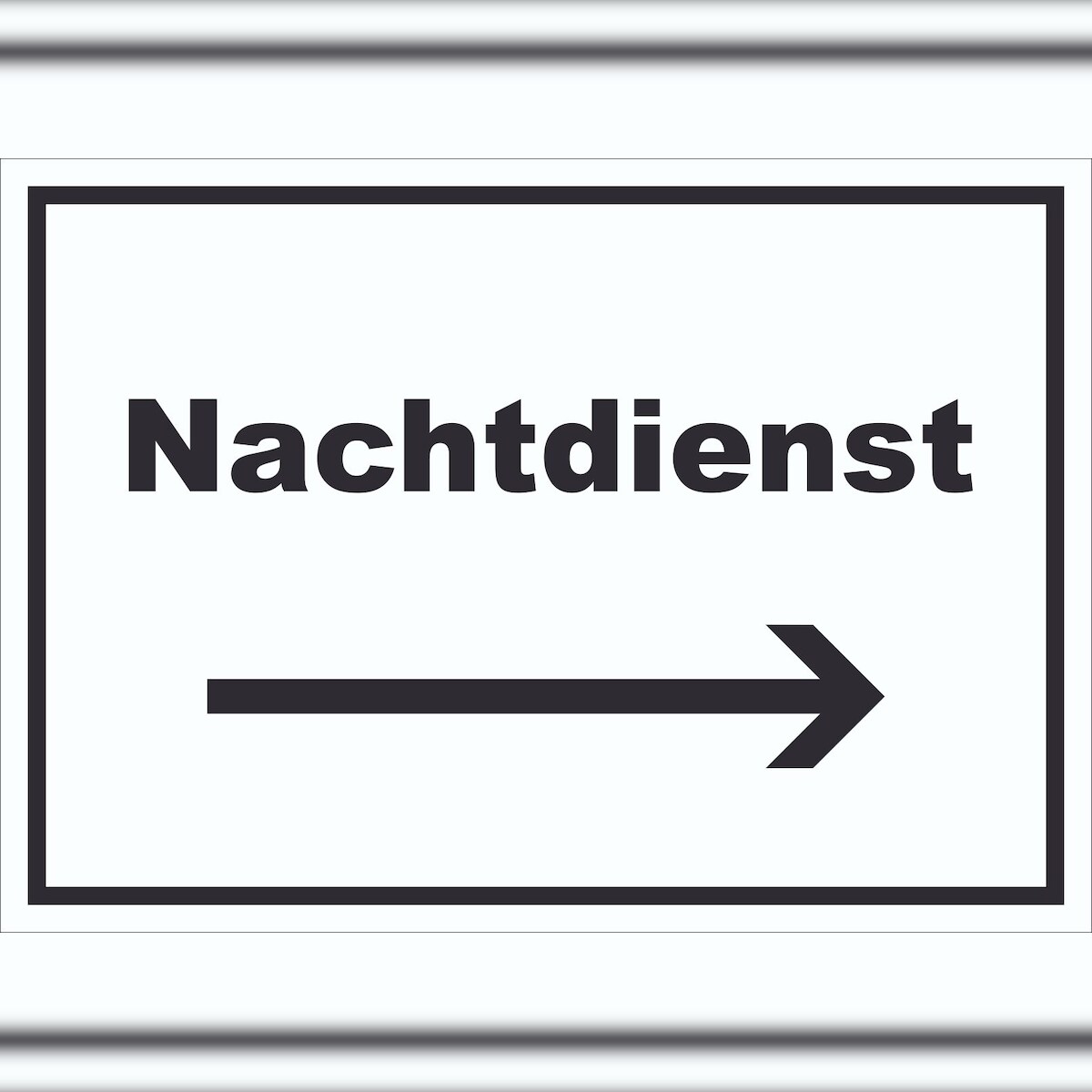 HB-Druck Nachtdienst Schild mit Text und Richtungspfeil rechts Nachtschalter waagerecht A6 Rückseite selbstklebend Image