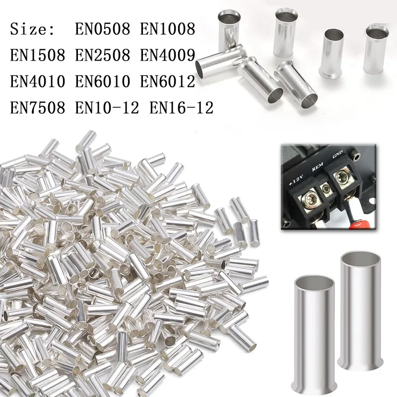 100 Stück Bare Coppers Aderendhülsen Crimpklemmen, nicht isolierte Drahtverbinder 0,5–16 mm für Elektrokabel Image