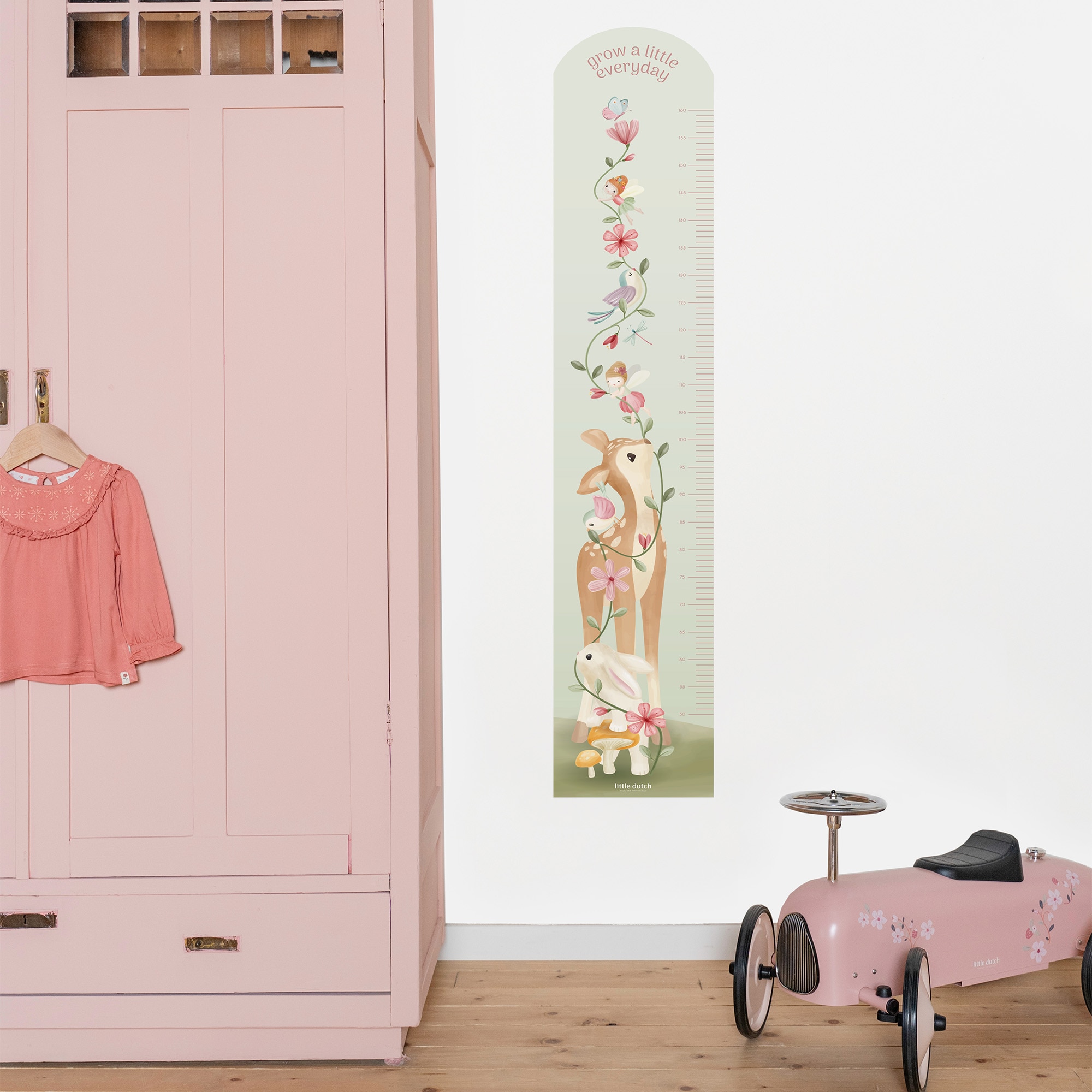 Wandtattoo LITTLE DUTCH "Wachstumstabelle Fairy Garden (142x28cm)", mehrfarbig, H:28cm, PVC, Wandtattoos
