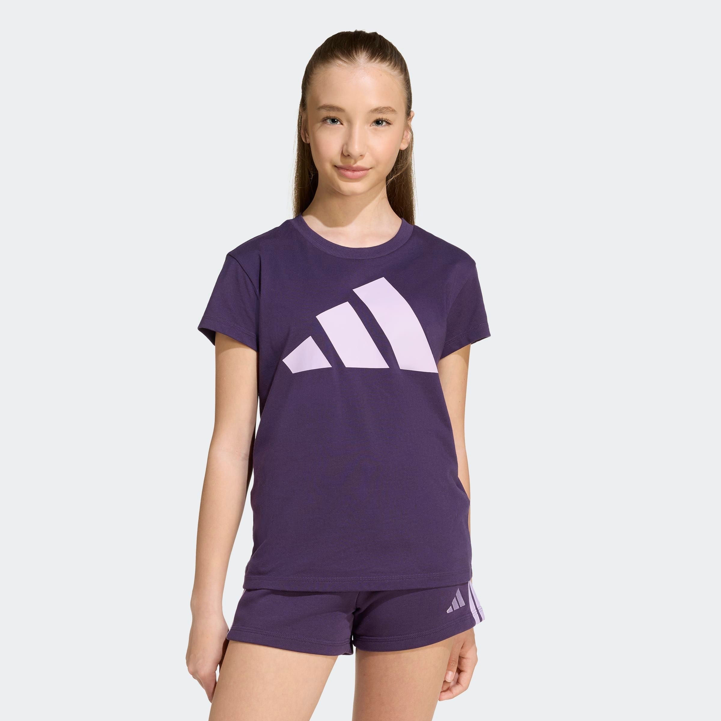 T-Shirt ADIDAS SPORTSWEAR "JG BL TEE 160", Kinder, Gr. 152, aurora plum, powder plum, Obermaterial: 100% Baumwolle, Rundhals, Shirts Image