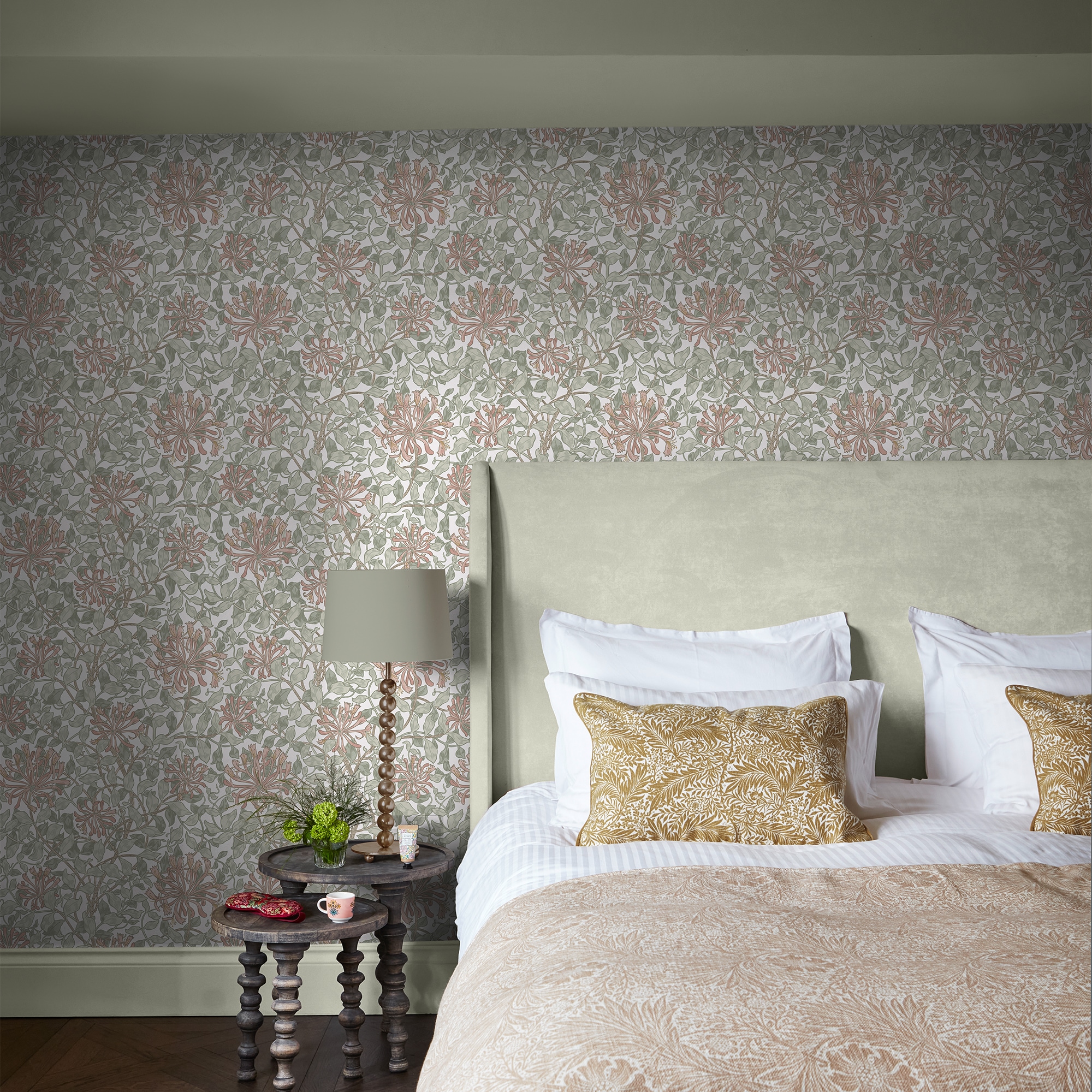 Vliestapete "Honeysuckle Maytime", grün, H:10cm L:10cm, Vlies, WILLIAM MORRIS AT HOME, Tapeten, Design Tapeten Image