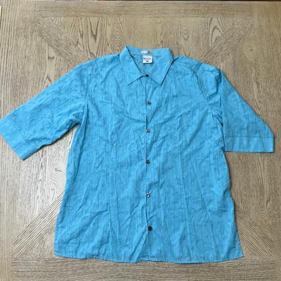 Columbia Tops | Columbia River Resort Women’s Large Blue Palm Tree Hawaiian Button Front Shirt | Color: Blue | Size: L