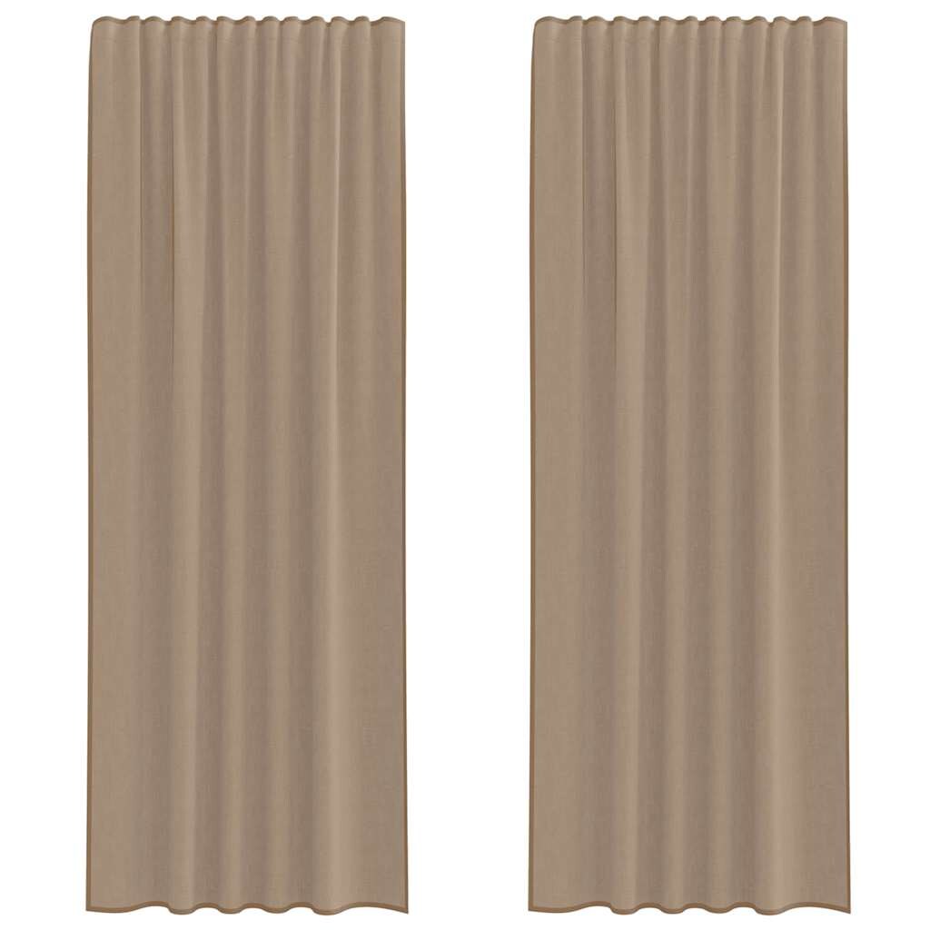 vidaXL Voile Vorhänge mit Stangentaschen 2 Stk. Hellbraun Image