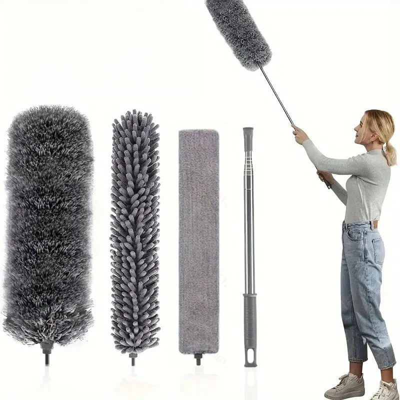 Portable and Washable Telescopic Dust Collector with Electrostatic Fibers, Suitable for Household and Car Cleaning