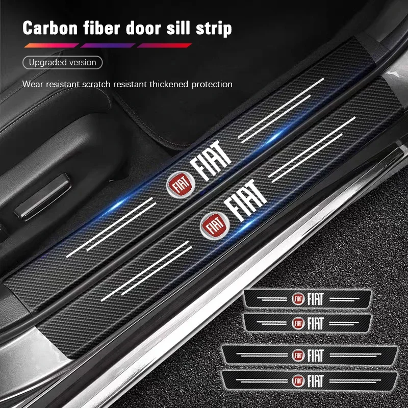 FIAT – bande de seuil de voiture, autocollant de protection Anti-passe en cuir pour FIAT 500 Abarth Ducato Panda Grande Punto Tipo Pulse 500L