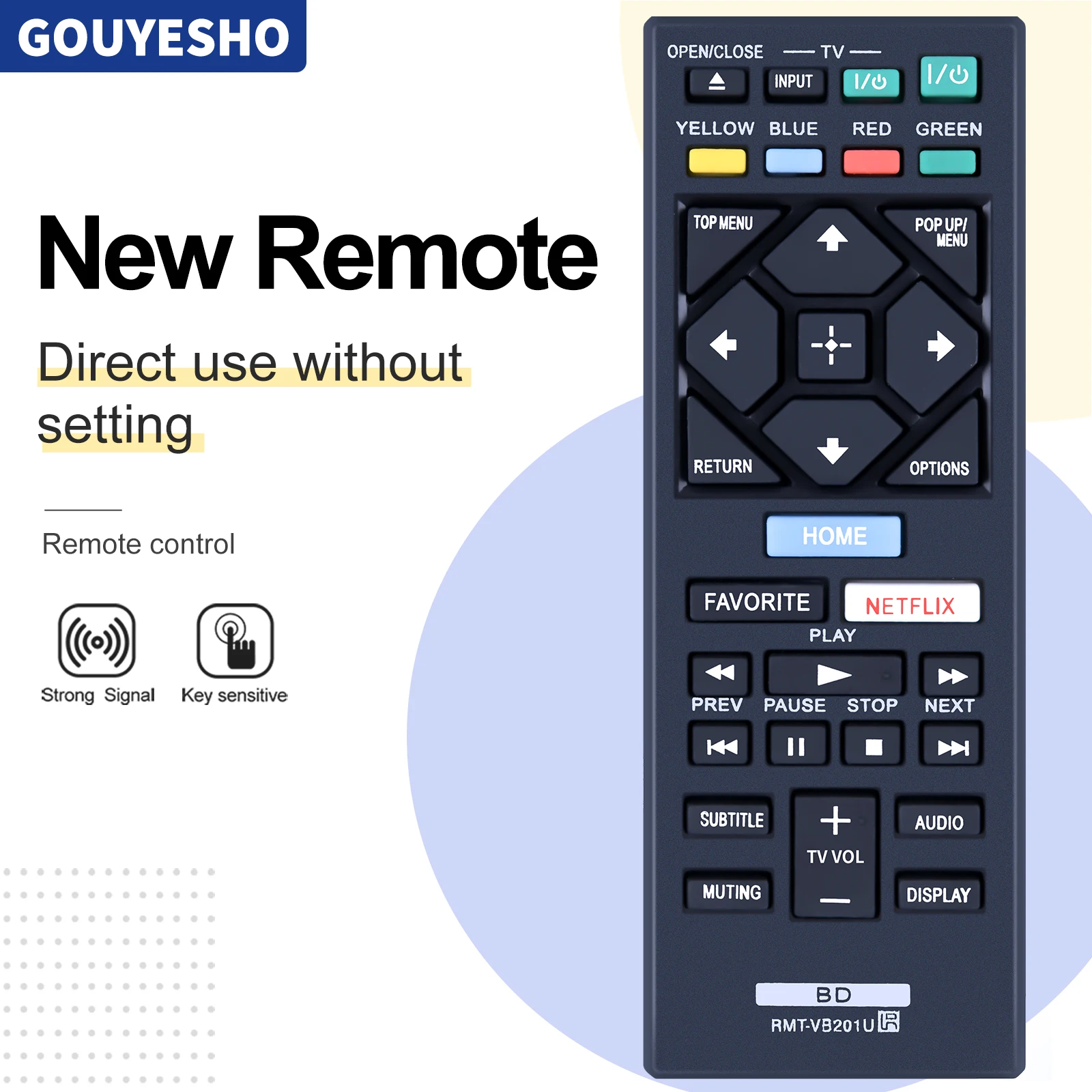 New RMT-VB201U Remote Control fit for Sony Blu-Ray BD Disc DVD Player BDP-BX370 BDP-S1700 BDP-S3700 BDP-S6700 UBP-X700